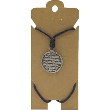 Unisex Koton Ip Askılı ve Gümüş Antik Kaplamalı Tribal Kolye