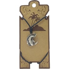 Unisex Koton Ip Askılı ve Gümüş Antik Kaplamalı Tribal Kolye