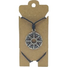 Unisex Koton Ip Askılı ve Gümüş Antik Kaplamalı Tribal Kolye