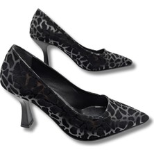 Çiğdem Kundura Stralende Kadın Leopar Desenli Stiletto - Stralende  - Siyah - 37