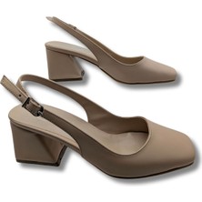 Çiğdem Kundura Schoonheid Kadın Arkası Açık Klasik Topuklu Ayakkabı - Schoonheid - Bej - 38