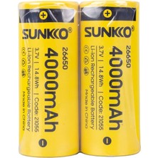 Sunkko 3.7 Volt 4000 Mah 26650 Şarj Edilebilir Pil  (Tekli) (4172)