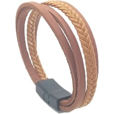 Unisex Mıknatıs Kilitli Deri Bileklik