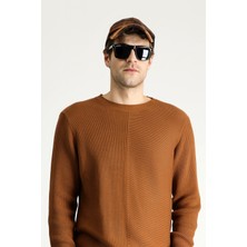 Bisiklet Yaka Slim Fit Dar Kesim Desenli Pamuklu Triko Kazak