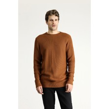 Bisiklet Yaka Slim Fit Dar Kesim Desenli Pamuklu Triko Kazak