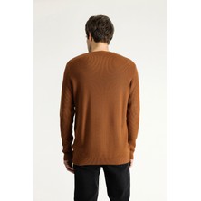 Bisiklet Yaka Slim Fit Dar Kesim Desenli Pamuklu Triko Kazak