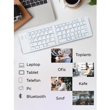 Erdineks Ultra Ince Katlanabilir Şarj Edilebilir Android/ios/windows Uyumlu Kablosuz Bluetoothlu Klavye