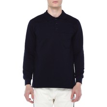 Polo Yaka Lacivert Sweatshirt