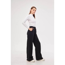 Tarz Yeri Iki Iplik Bol Paça Eşofman Pantalon - Siyah