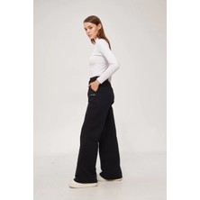 Tarz Yeri Iki Iplik Bol Paça Eşofman Pantalon - Siyah
