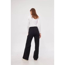 Tarz Yeri Iki Iplik Bol Paça Eşofman Pantalon - Siyah