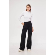 Tarz Yeri Iki Iplik Bol Paça Eşofman Pantalon - Siyah