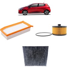Mais Renault Clio 4 3Lü Karbon Filtre Bakım Seti 0.9 Tce-Lpg H4B 2012-Sonrası KİT1054E