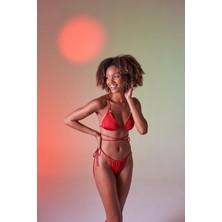 Holly Lolly Bağcıklı U Kesim Brezilya Model Slim Delphi Bikini Altı Kırmızı