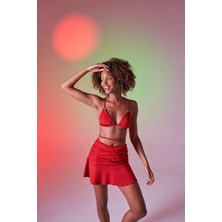 Holly Lolly Yüksek Bel Büzgü Detaylı Delphi Mini Etek Kırmızı