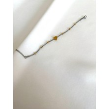 Jern Jewelry Kalp Detaylı Çift Renk Çelik Bileklik