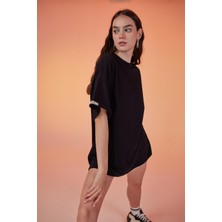 Holly Lolly  Pamuklu Unisex Oversize Lure Tshirt Siyah