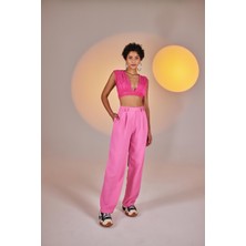 Holly Lolly Palazzo Kesim Yüksek Bel Palasia Pantolon Pembe