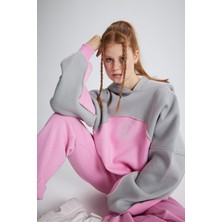 Holly Lolly Şardonlu 3 Iplik Kumaş Oversize Kapişonlu Revenge Sweatshirt Pembe