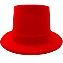 Twox Çocuk Kırmızı Renk Plastik Nubuk Kadife Kaplama Fötr Şapka 11 cm