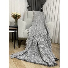 Livory Home 170 x 220  cm  Pamuklu Koltuk,çekyat Örtüsü Çizgili Gri