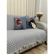 Livory Home 170 x 220  cm  Pamuklu Koltuk,çekyat Örtüsü Çizgili Gri