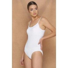 Jasmiru İç Giyim Kadın Beyaz Ip Askılı Çıtçıtlı Body