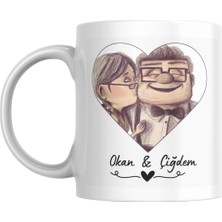 Mug Station Sevgililer Günü Özel Kişiye Özel Fotoğraflı & Yukarı Bak Film Temalı Kupa Bardak