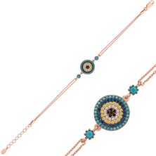 HS Demirci 925 Ayar Gümüş Rose Nazar Bileklik