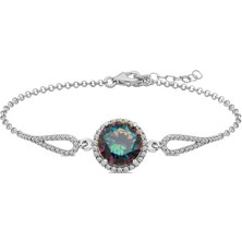 HS Demirci 925 Ayar Gümüş Mistik Topaz Bileklik