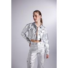 Holly Lolly Varak Kaplama Crop Millen Ceket Gri