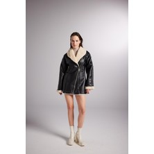 Holly Lolly Içi Kürklü Vegan Deri Monero Kaban Siyah