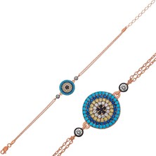 HS Demirci 925 Ayar Gümüş Rose Nazar Bileklik