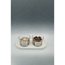 Kahve Kokulu Çiçek Detaylı Soya Mum 3'lü Set