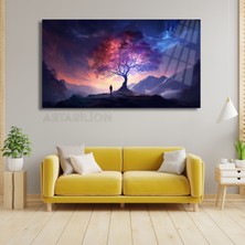 Artarilion Kırılmaz Cam Tablo Tasarım Manzara Ağaç Görseli Dijital Baskı Kırılmaz Cam Tablo Salon Dekoru