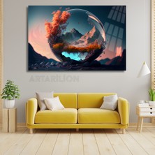 Su Damlasının Içindeki Manzara Kırılmaz Cam Tablo Salon Tablosu Ofis Dekoru