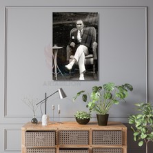 Kırılmaz Cam Tablo Siyah Beyaz Atatürk Portresi Duvar Tablosu Atatürk Temalı Tablo Ev Dekoru