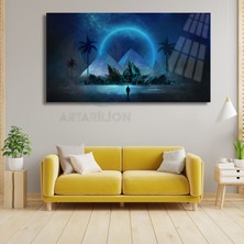 Artarilion Piramit Manzaralı Kırılmaz Cam Baskı Tablo Salon Tablosu Dijital Baskı Tablo