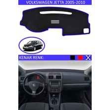 Guerrino Volkswagen Jetta 2005-2010 Için Uygun Torpido Koruma Halısı Siyah Kenar Renk Mavi