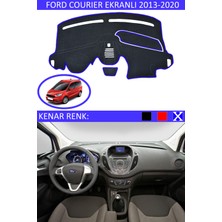 Guerrino Ford Courier Ekranlı 2013-2020 Için Uygun Torpido Koruma Halısı Siyah Kenar Renk Mavi