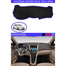 Guerrino Hyundai Accent Blue 2011-2016 Için Uygun Torpido Koruma Halısı Siyah Kenar Renk Mavi