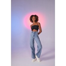 Holly Lolly Yüksek Bel Wide Leg Carino Jean Pantolon Mavi