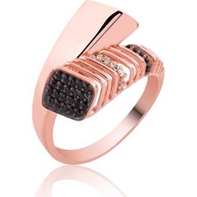 Gumush Gümüş Rose Siyah Taşlı Bayan Yüzük