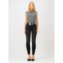 Denim Trip NELLY Skinny Fit Antrasit Kadın Jean Pantolon