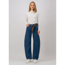 Denim Trip JILL Barrel Fit Orta İndigo Kadın Jean Pantolon