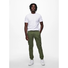 Only & Sons Lastikli Paça Koyu Yeşil Erkek Kargo Pantolon Onscam Stage Cargo Cuff Lıfe 6687 N