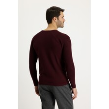 Bisiklet Yaka Slim Fit Dar Kesim Desenli Pamuklu Triko Kazak
