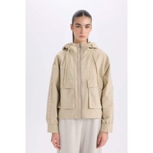 DeFacto Su İtici Mevsimlik Mont Oversize Geniş Kalıp Kapüşonlu Fermuarlı A8577AX25SP