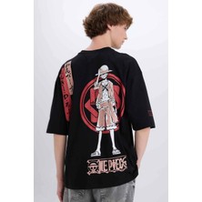 DeFacto %100 Pamuk One Piece Loose Fit Bisiklet Yaka Sırt Baskılı Kısa Kollu Tişört B5528AX25SP