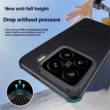 4U Sky Xiaomi 15 Için Magsafe Karbon Fiber Pu+Pc+Silikon Koruyucu Kapak İle Uyumlu Kılıf-Siyah (Yurt Dışından)